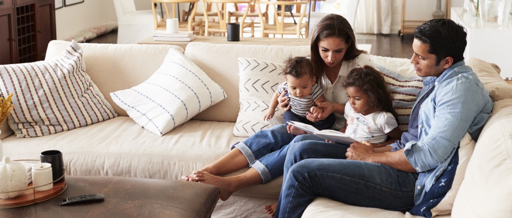 Family on the couch