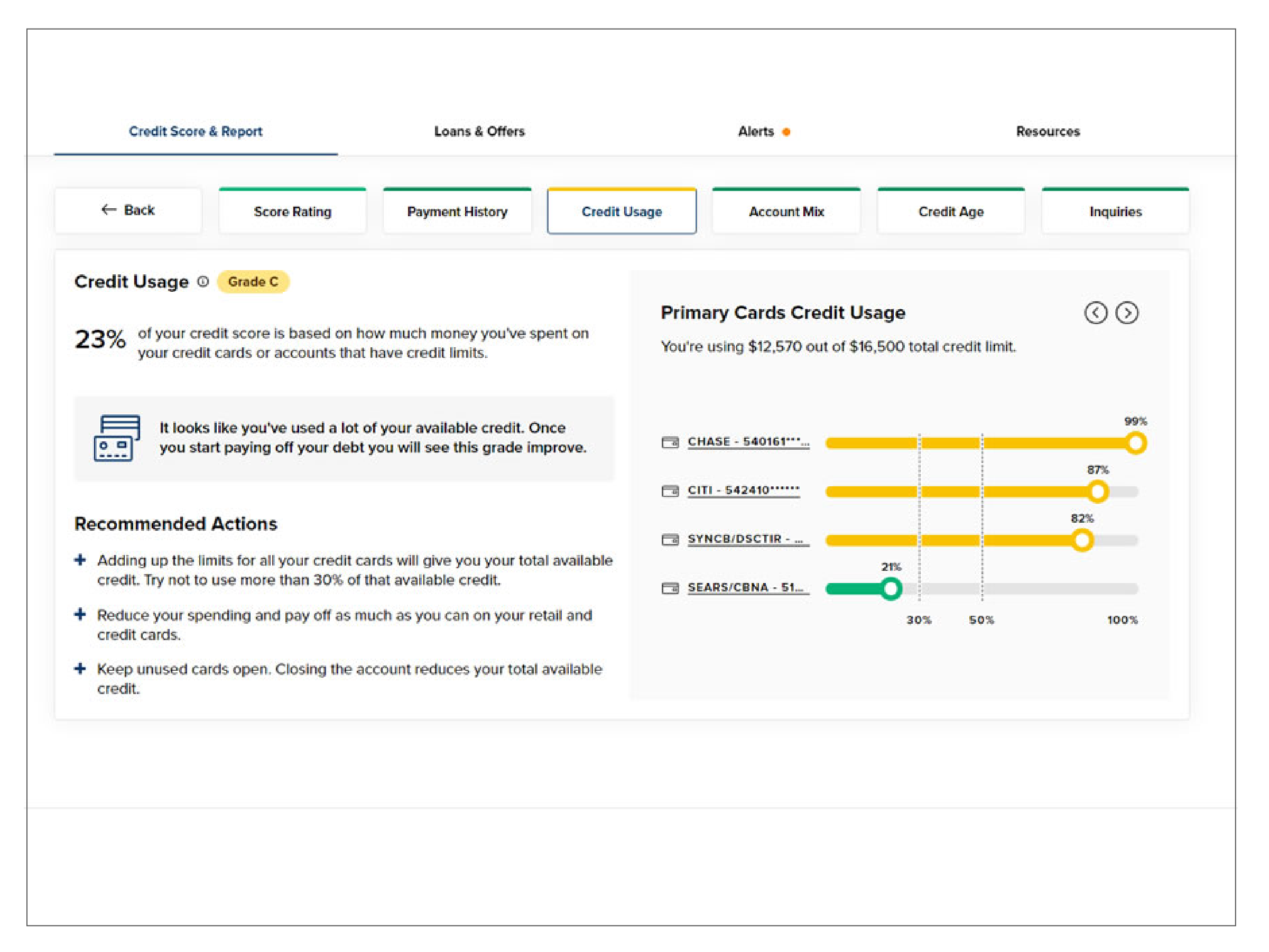 Recommended actions simulation
