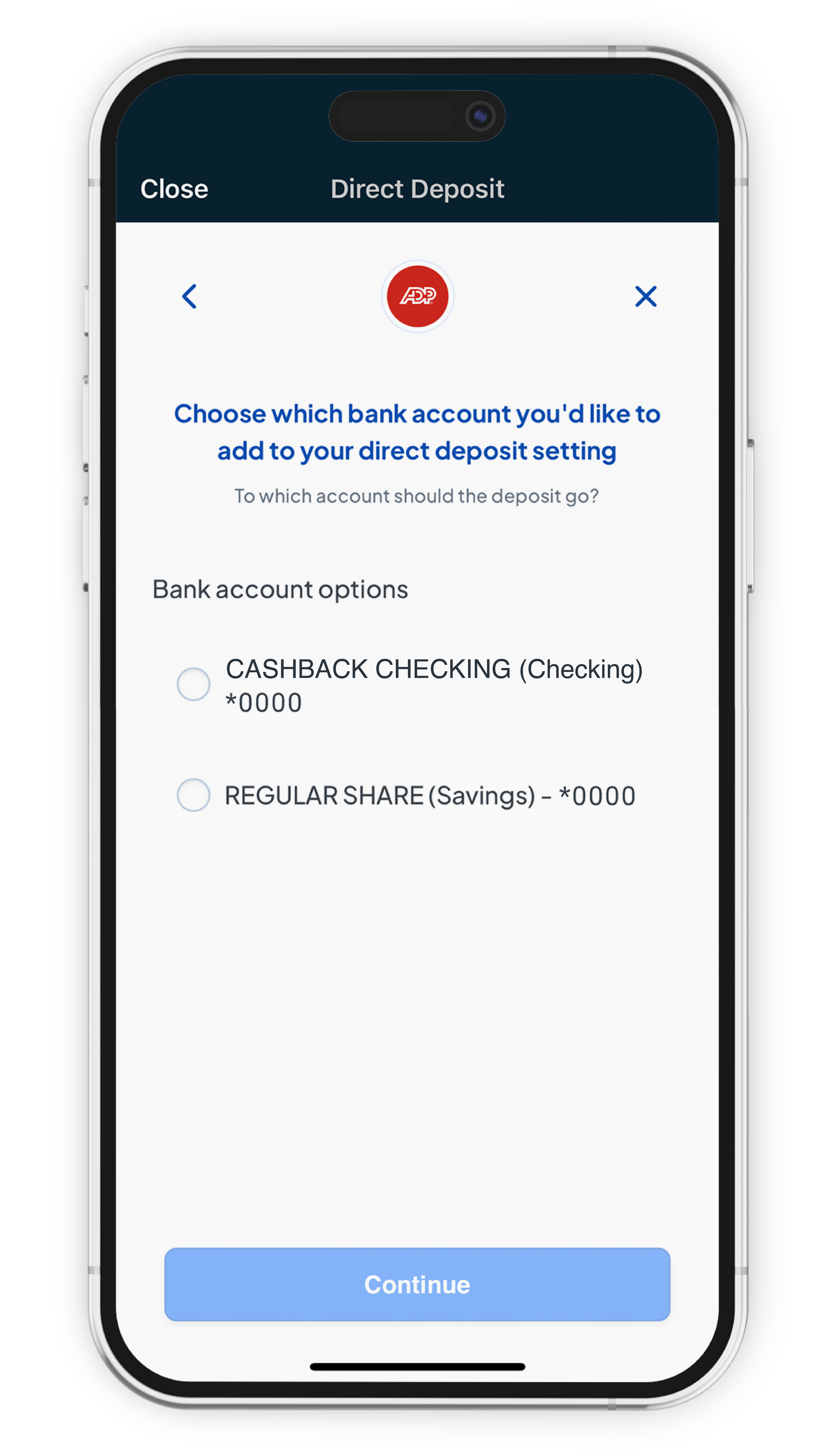 Choose your bank account