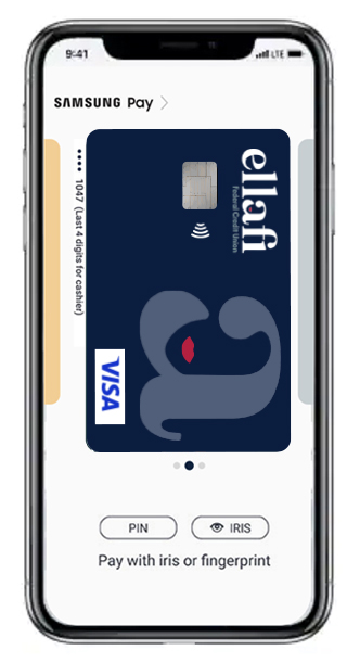 Cell phone displaying Samsung Pay App