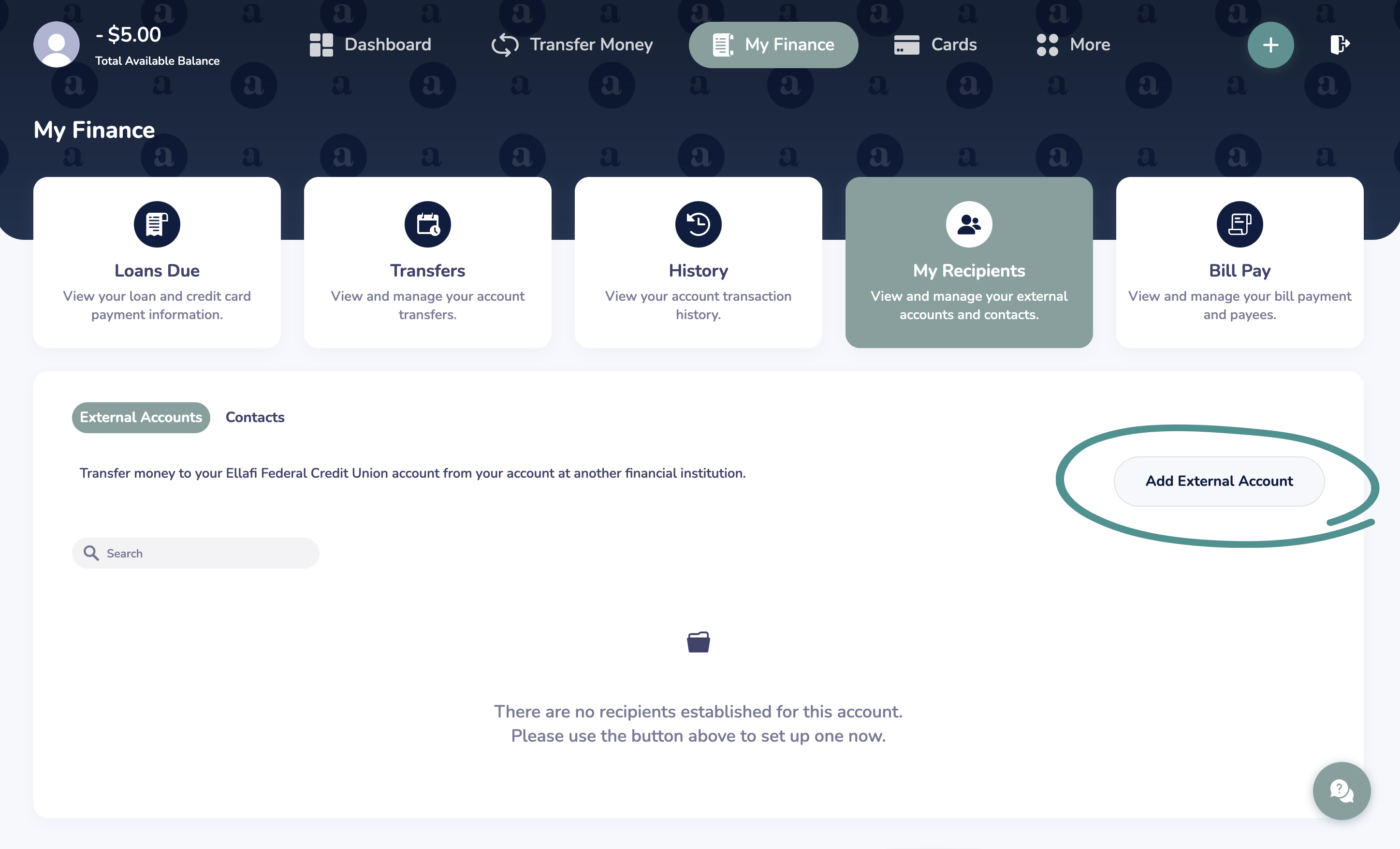Screenshot of online banking and plaid step 1