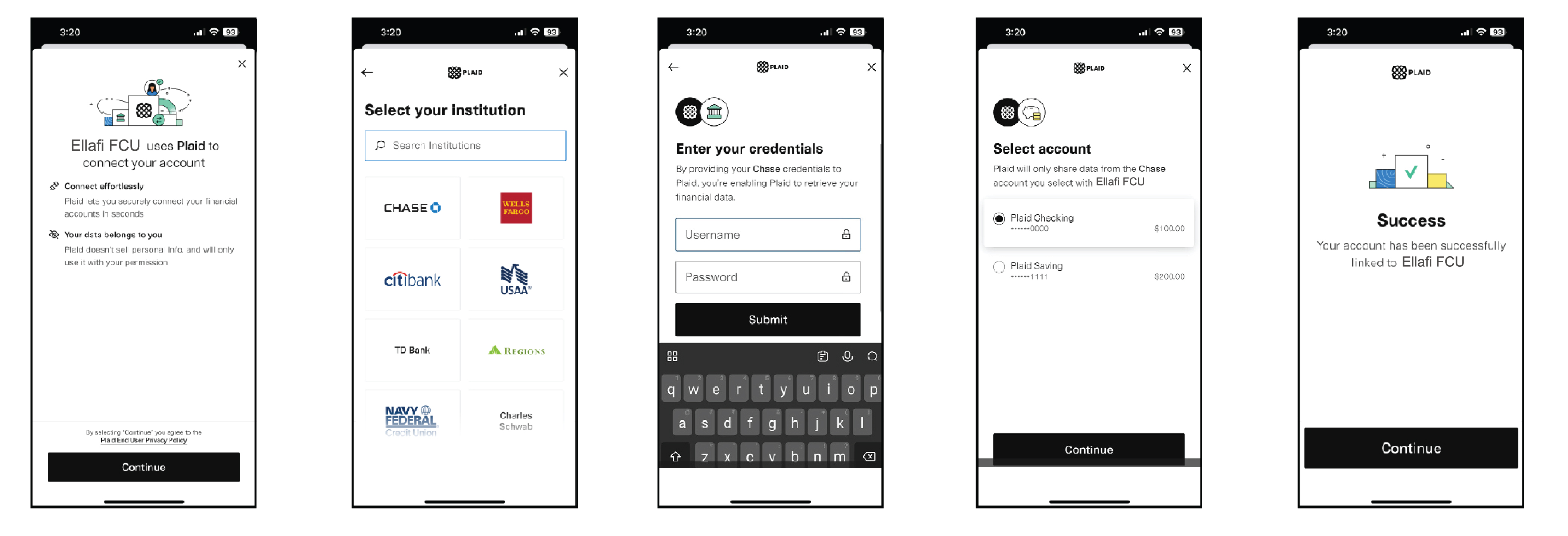 Screenshot of online banking and plaid step 2