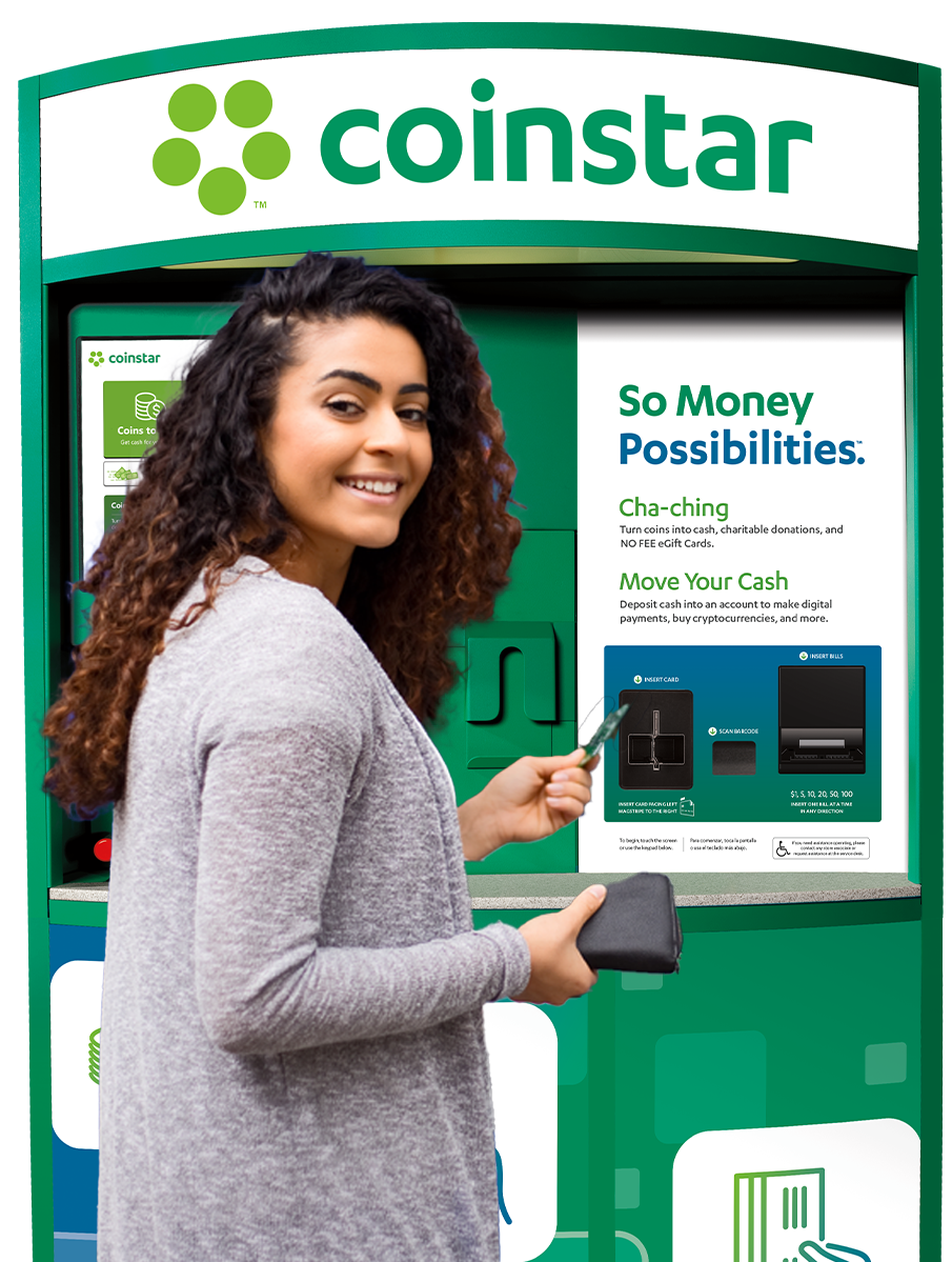 Woman using Coinstar