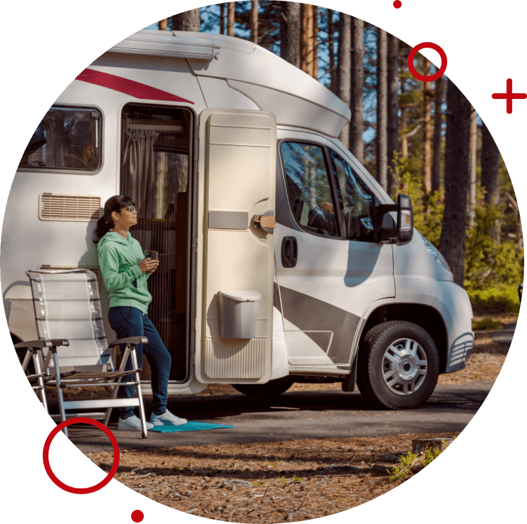 Woman outside her RV