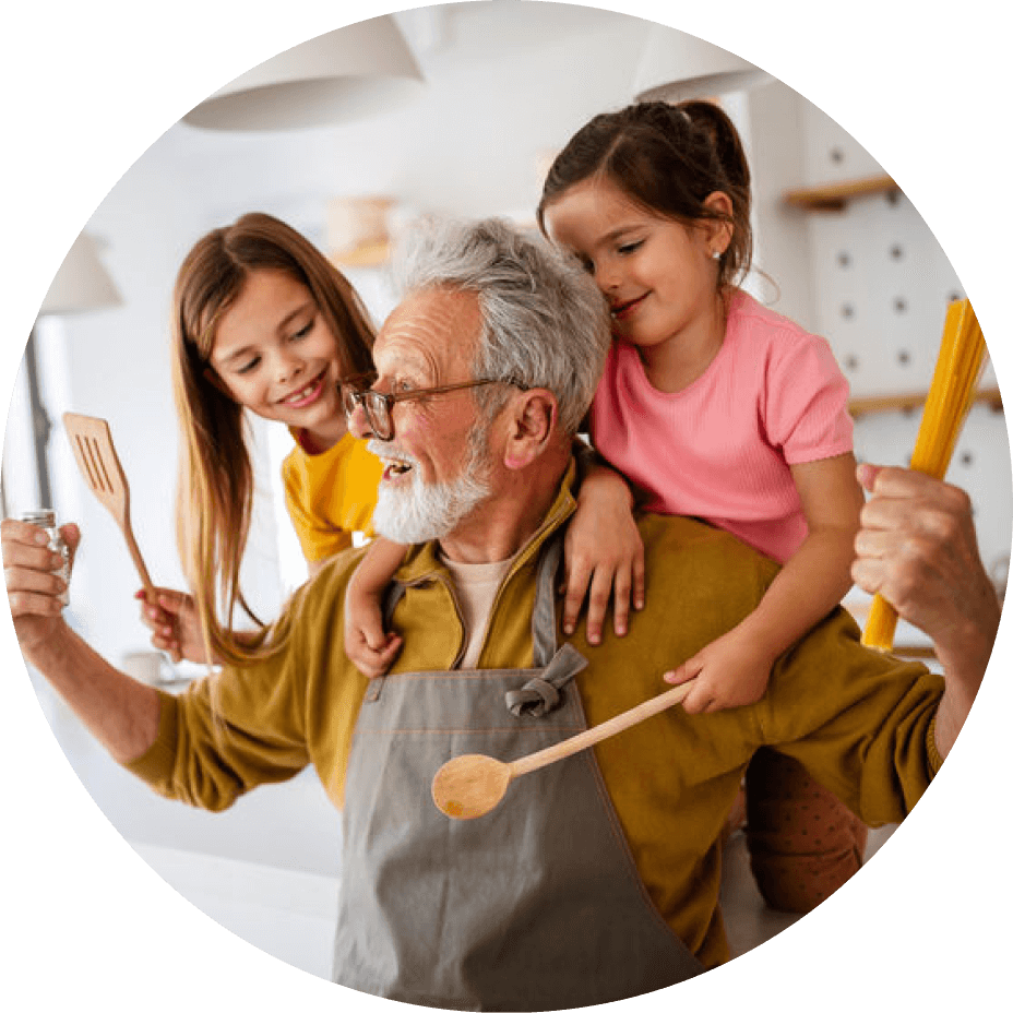 Grandfather with grandkids