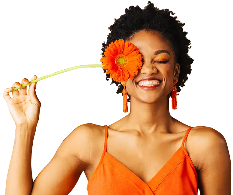 Woman holding a flower